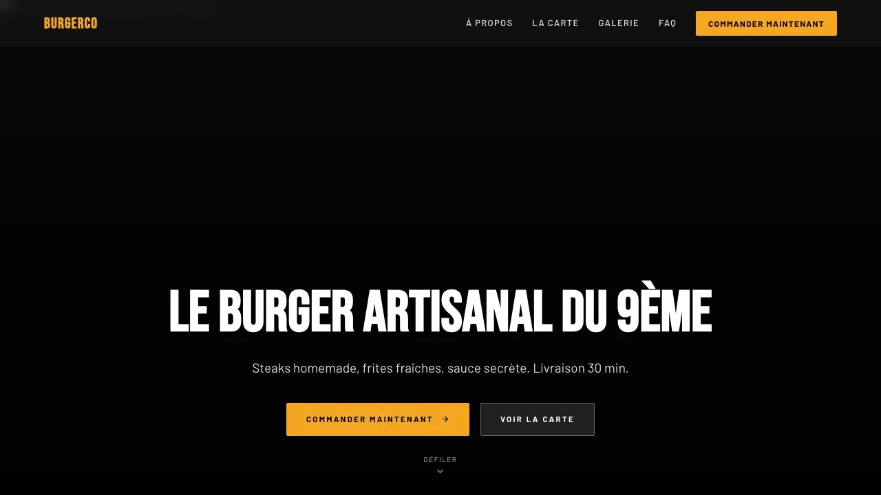 Aperçu du modèle BurgerCo