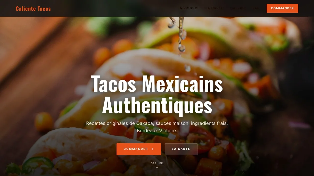 Aperçu du modèle Caliente Tacos