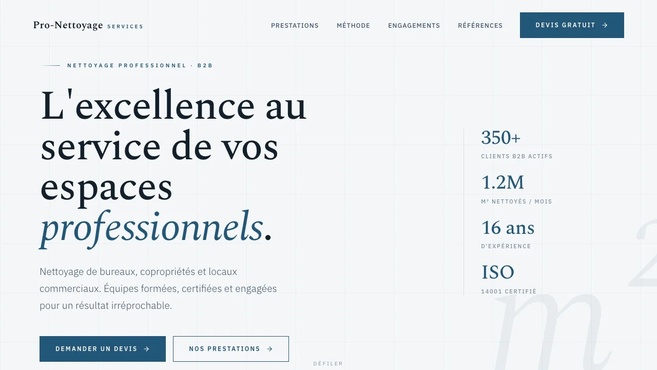 Aperçu du modèle Pro-Nettoyage Services