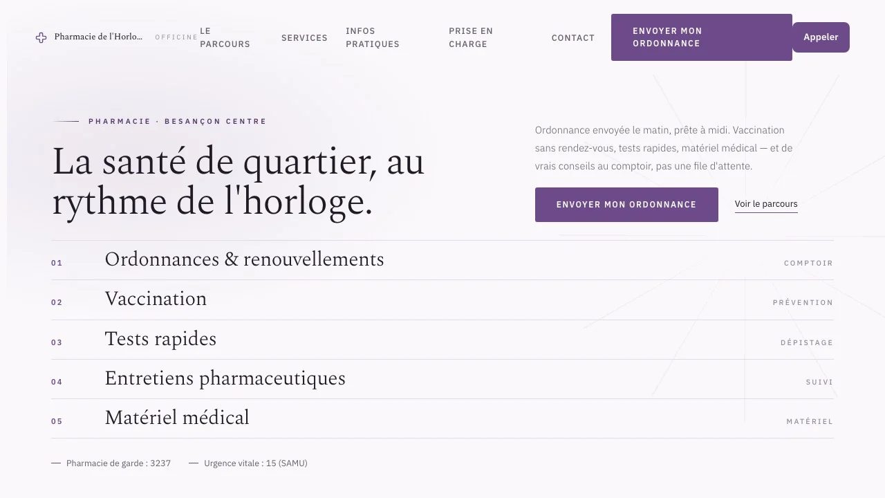 Aperçu du modèle Pharmacie de l'Horloge