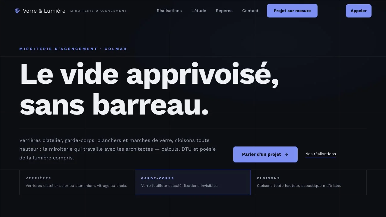 Aperçu du modèle Verre & Lumière
